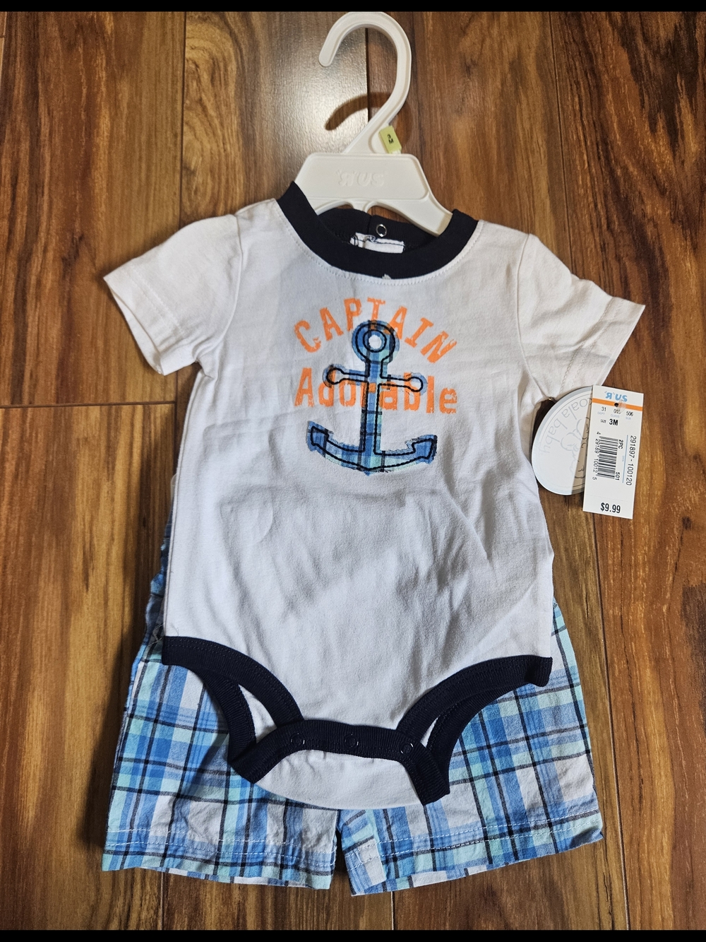 White & Navy 'Captain Adorable' Kids Matching Set